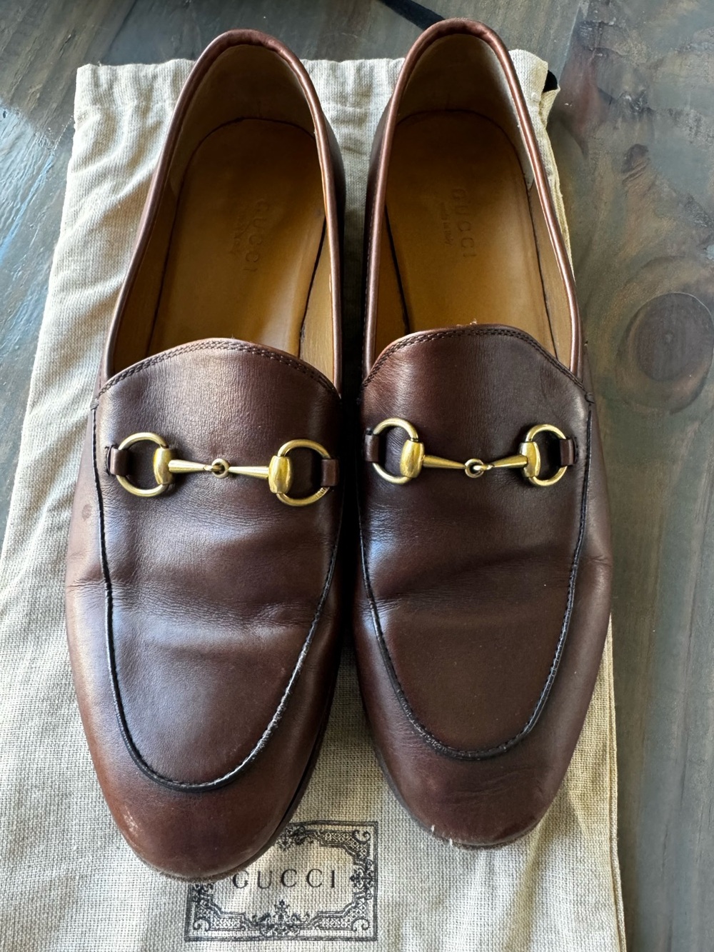 Gucci Brown Leather Jordaan Loafers w/ Horsebit EU 38.5 - Picture 1 of 5